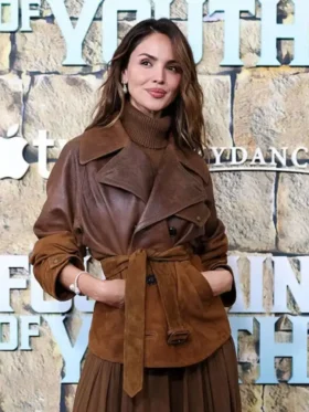 Fountain of Youth 2025 Eiza Gonzalez Brown Coat