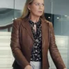 Good American Family S01 Kristine Barnett Brown Leather Blazer