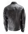 Jemin Genuine Black Leather Textured Jacket For Sale