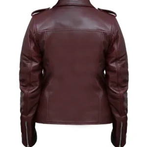 Lasdas Burgundy Leather Biker Jacket For Sale