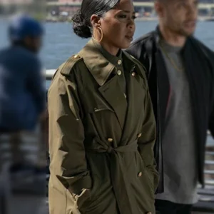 Law and Order Organized Crime S05 Ayanna Bell Green Coat Front