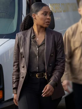 Law and Order Organized Crime S05 Ayanna Bell Leather Blazer Side