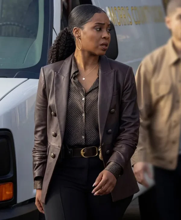 Law and Order Organized Crime S05 Ayanna Bell Leather Blazer Side