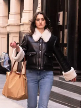 Law and Order S24 Jackie McCarthy Black Fur Leather Jacket