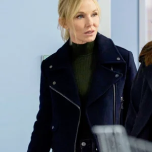 Law and Order SVU S26 Kelli Giddish Blue Wool Biker Jacket