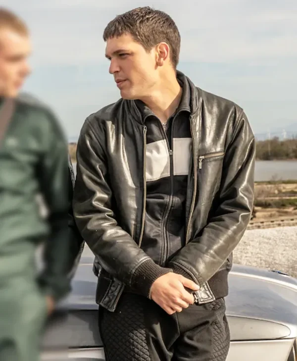 Malditos S01 Pablo Cobo Black Leather Jacket Side