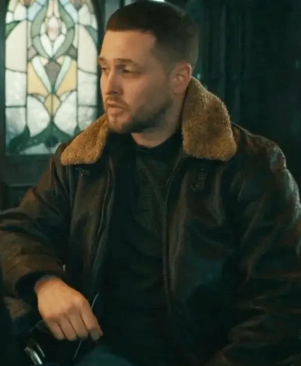 MobLand S01 Bradley Turner Brown Leather Jacket Side