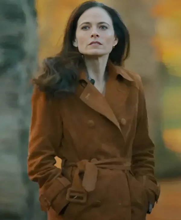 MobLand S01 Lara Pulver Brown Suede Coat Side