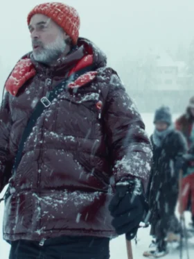 Nine Perfect Strangers S02 Murray Bartlett Maroon Puffer Jacket