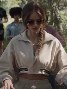 Nine Perfect Strangers Samara Weaving Beige Bomber Jacket