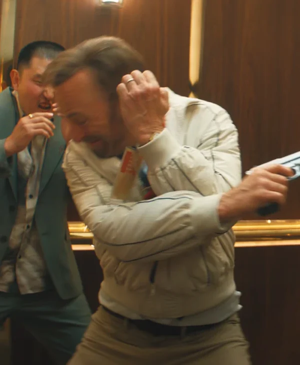 Nobody 2 2025 Bob Odenkirk White Bomber Jacket Back