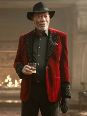 Now You See Me Now You Don’t 2025 Morgan Freeman Red Blazer Side
