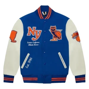 OVO New York Knicks Blue Varsity Jacket