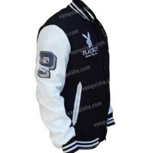 OVO Playboy Black Varsity Jacket Side Look