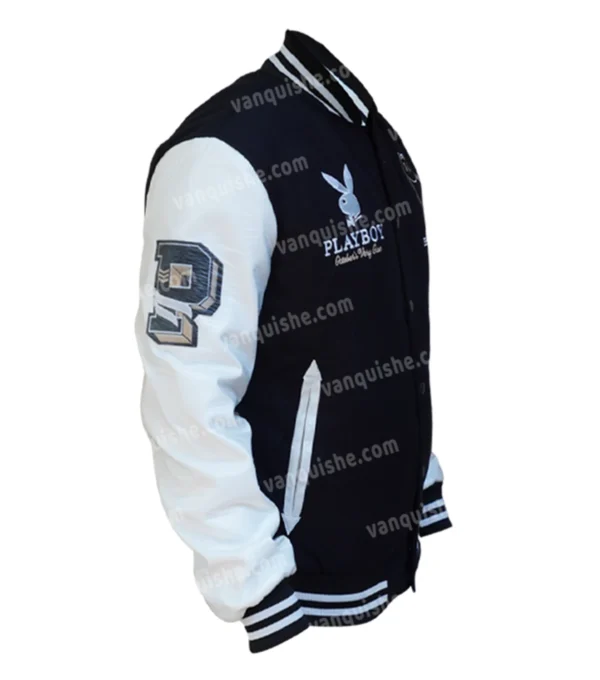 OVO Playboy Black Varsity Jacket Side Look