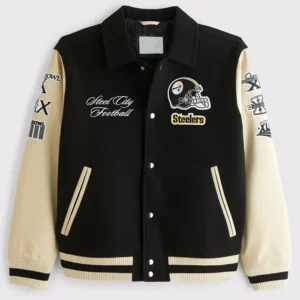 Pittsburgh Steelers Varsity Bomber Black Jacket
