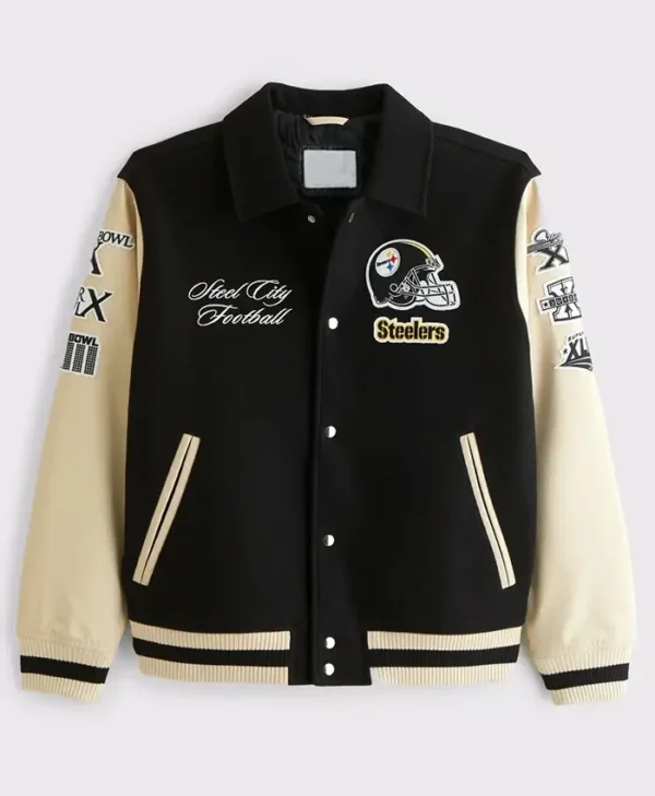 Pittsburgh Steelers Varsity Bomber Black Jacket