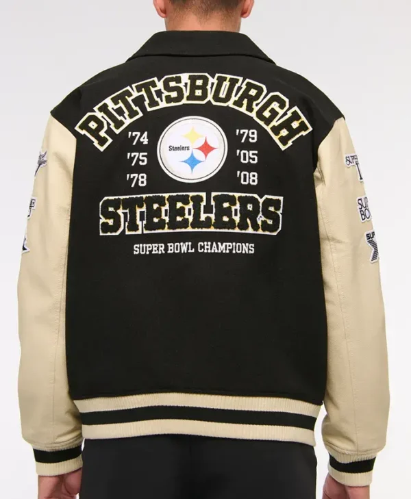 Pittsburgh Steelers Varsity Bomber Black Jacket For Sale