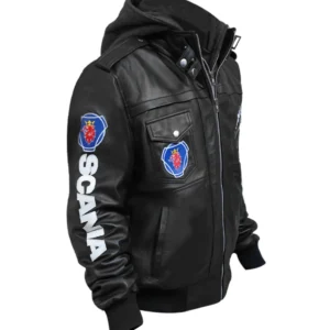 Punisher Black Bomber Hooded Jacket Side Look
