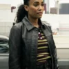 SWAT S08 Annie Ilonzeh Black Leather Bomber Jacket