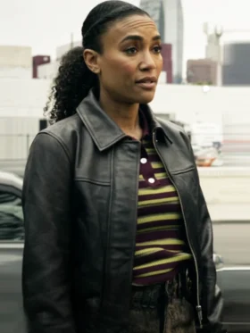 SWAT S08 Annie Ilonzeh Black Leather Bomber Jacket