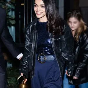 Snow White 2025 Rachel Zegler Black Leather Jacket Side