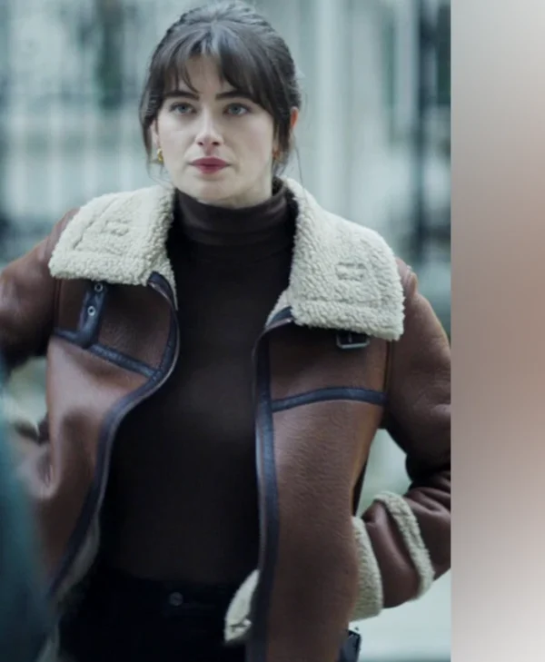 Surface S02 Millie Brady Brown Shearling Leather Jacket