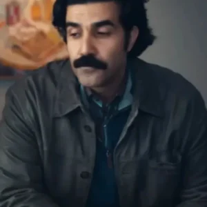 The Better Sister S01 Bobby Naderi Grey Leather Jacket Front