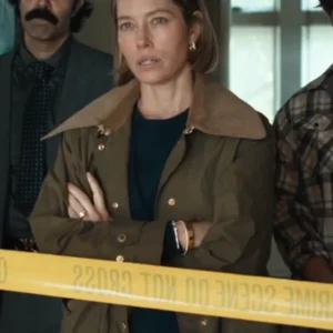 The Better Sister S01 Jessica Biel Green Jacket Side