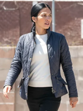 The Cleaning Lady S04 Elodie Yung Quilted Jacket Side