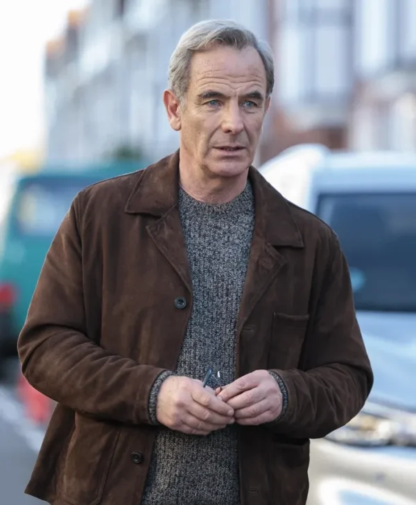 The Game 2025 Robson Green Suede Leather Blazer Side