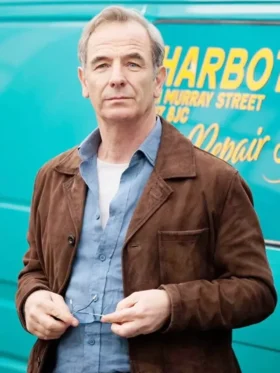 The Game 2025 Robson Green Suede Leather Blazer