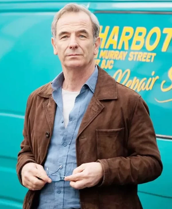 The Game 2025 Robson Green Suede Leather Blazer