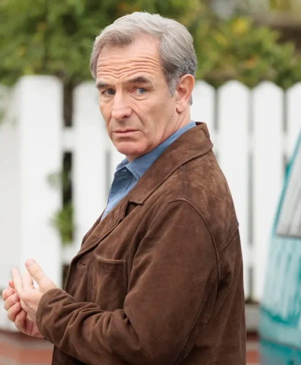 The Game 2025 Robson Green Suede Leather Blazer Front