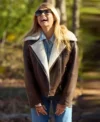 The Motherhood S01 Connie Britton Shearling Leather Jacket Side