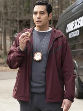 Will Trent S03 Ramón Rodríguez Maroon Hooded Jacket Side