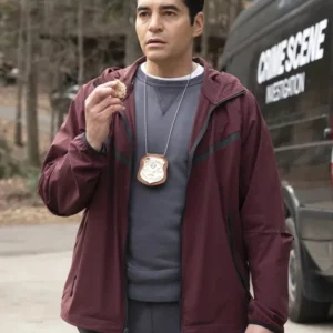 Will Trent S03 Ramón Rodríguez Maroon Hooded Jacket Side