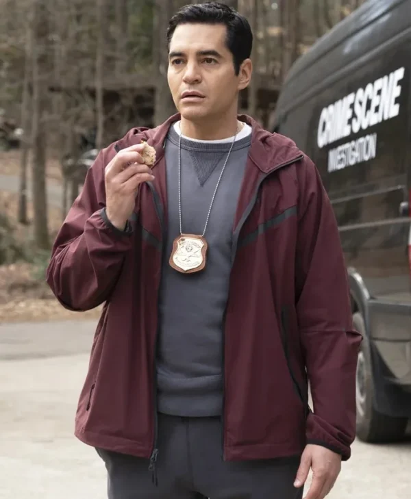 Will Trent S03 Ramón Rodríguez Maroon Hooded Jacket Side