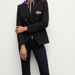 Women Baltimore Ravens Black Blazer Front