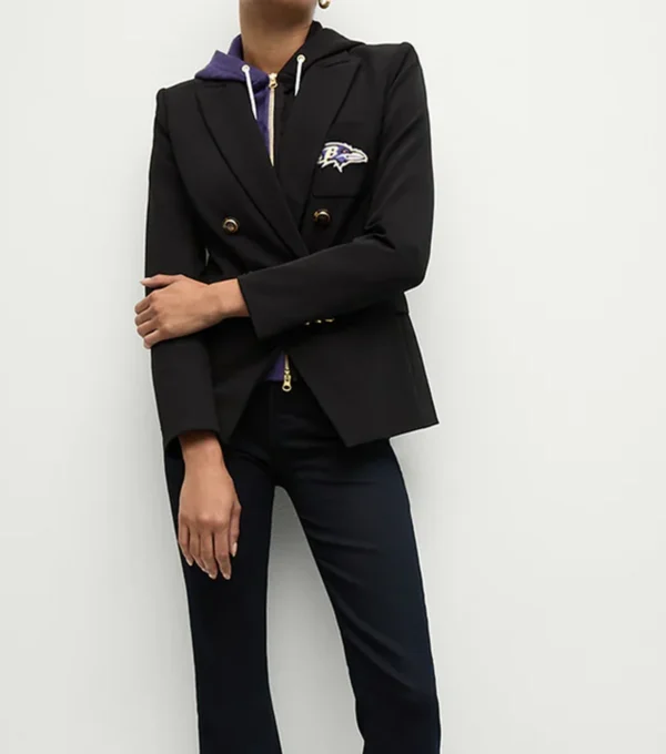 Women Baltimore Ravens Black Blazer Front