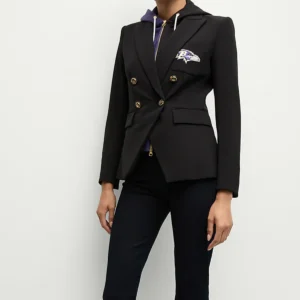 Women Baltimore Ravens Black Blazer Side Look