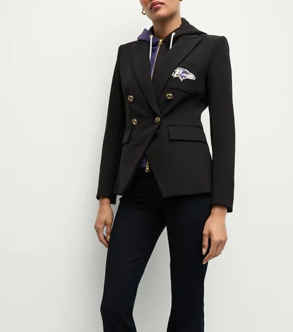 Women Baltimore Ravens Black Blazer Side Look