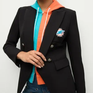 Women Miami Dolphins Black Blazer Side Look