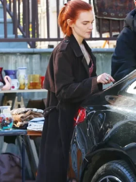 You S05 Madeline Brewer Suede Leather Coat