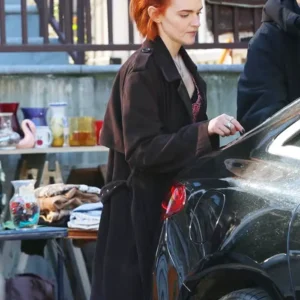 You S05 Madeline Brewer Suede Leather Coat