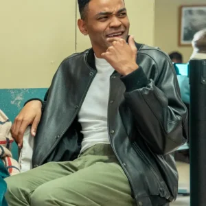 Adults S01 Owen Thiele Black Leather Bomber Jacket