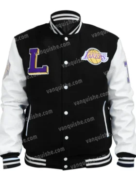 Black And White Wool lakers varsity jacket