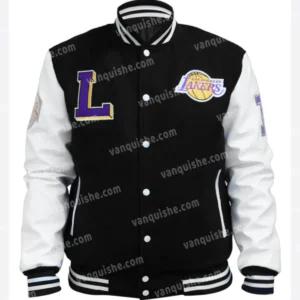 Black And White Wool lakers varsity jacket