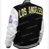 Black And White Wool lakers varsity jacket Back Look