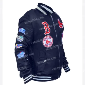 Boston Red Sox Bomber MA-1 Navy Blue Jacket Side Look